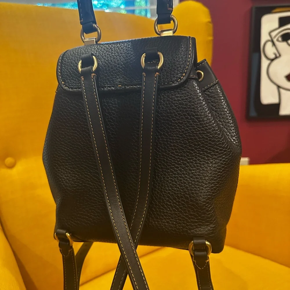 Coach Black Pebbled Leather Backpack with Gold Hardware